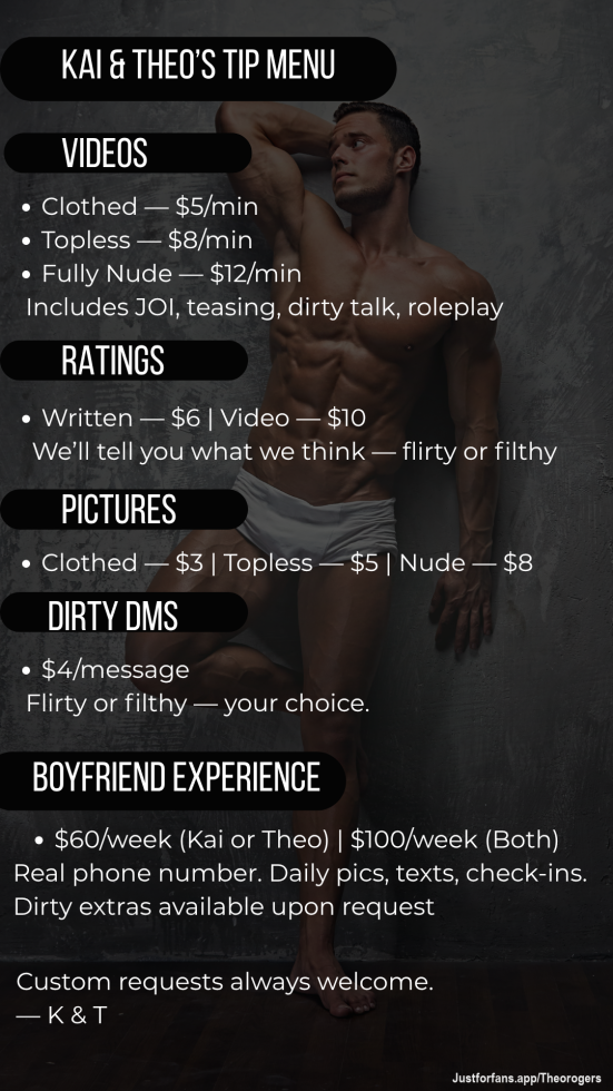 Wanna get personal?
Don’t just scroll — explore the menu.
Customs, vids, voice notes, boyfriend experiences, and more.
You tip. We deliver. 😈