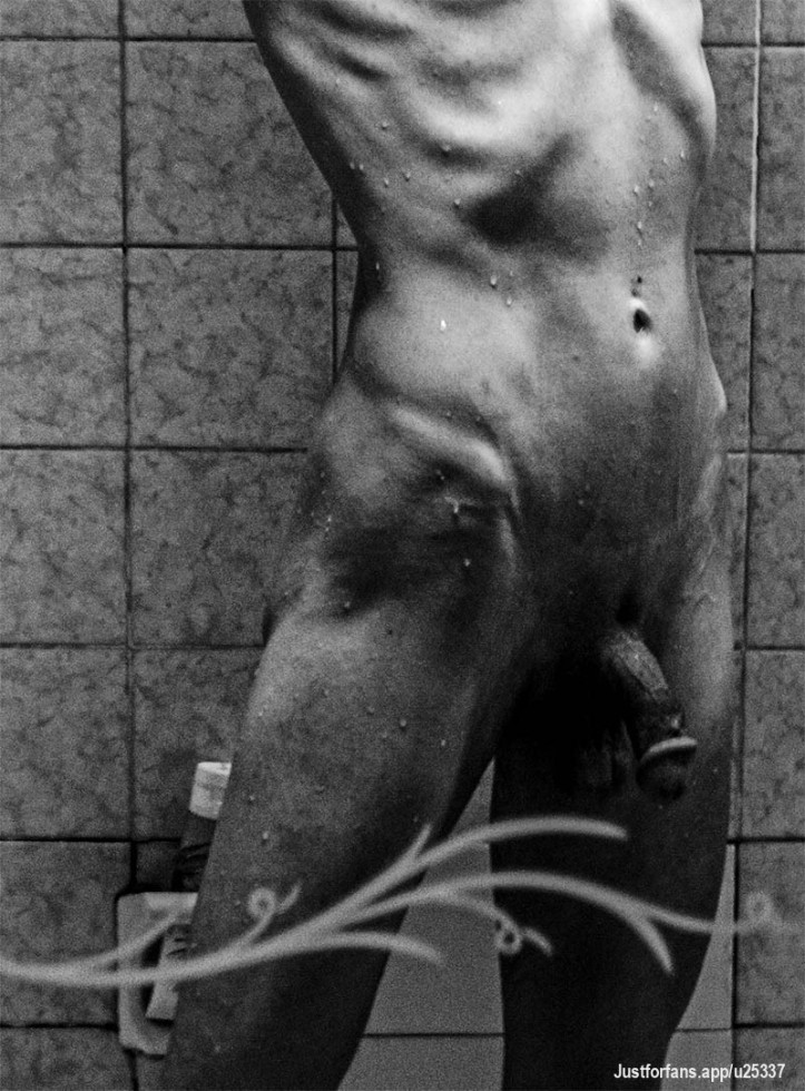showering man
